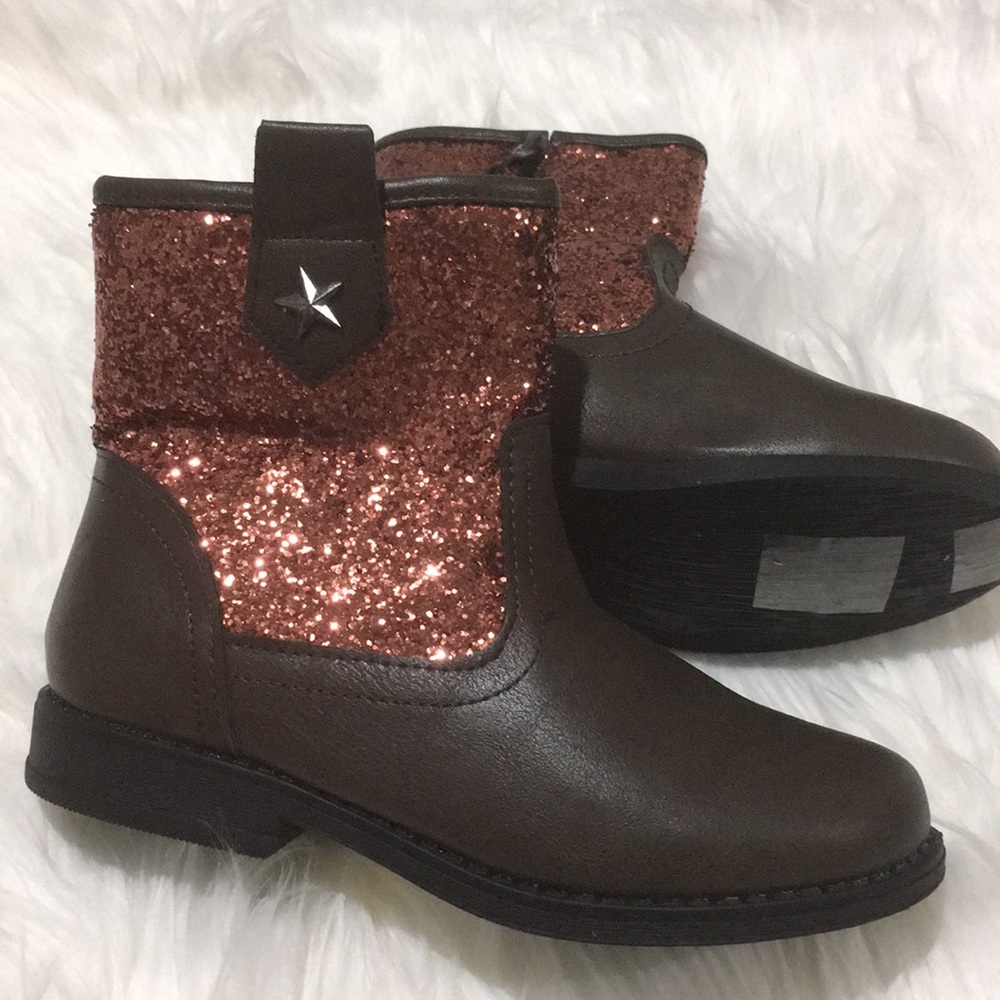 Jessica Carlyle Girls brown glitter boots